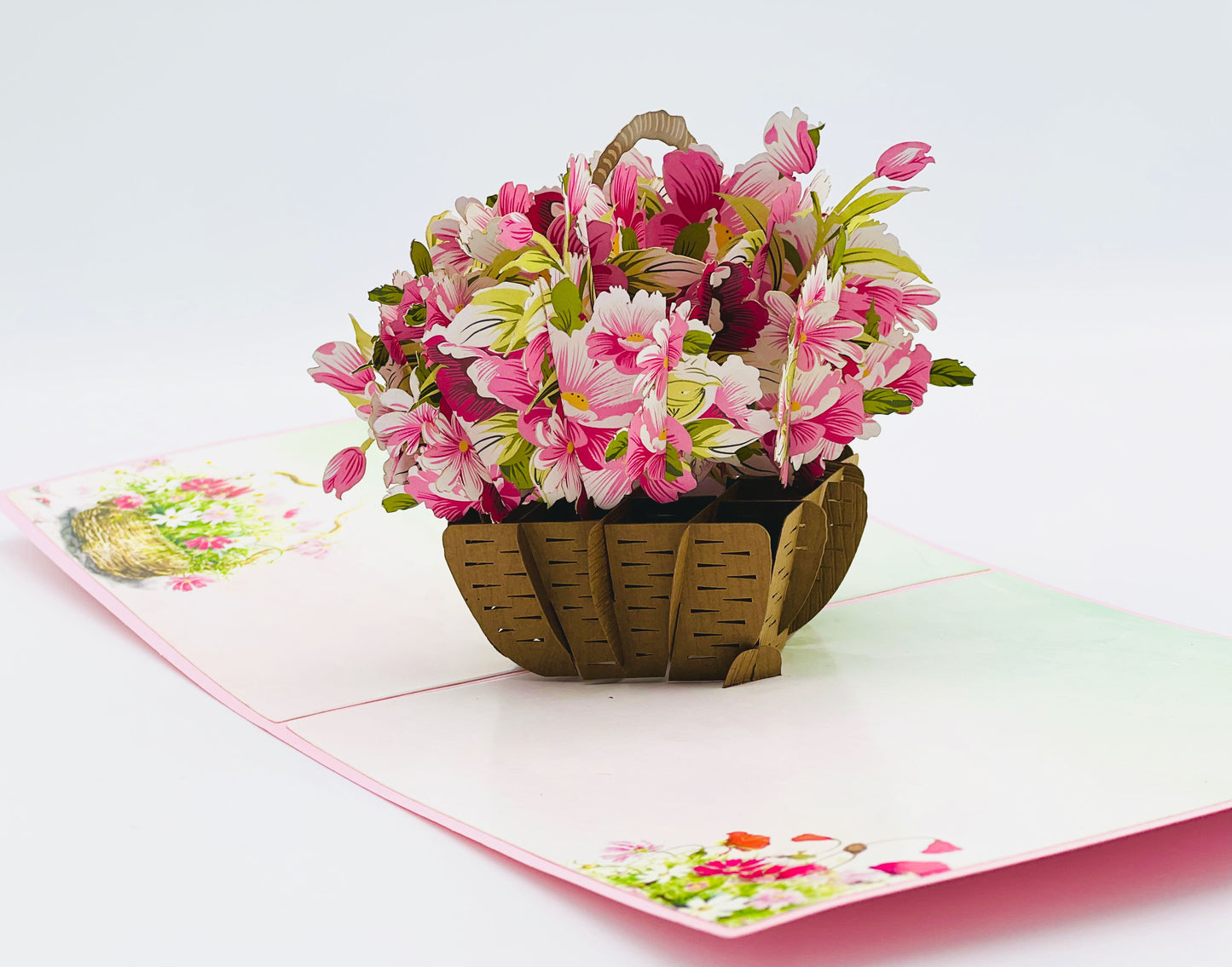 Flower basket pop up card, 3D Birthday card, Mother's Day pop up card, Congratulations card, Thank you pop up card, Card for any occasion