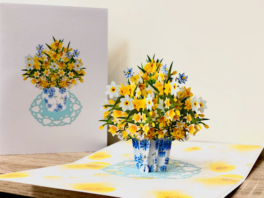 Daffodil pop up card, Birthday card, Mother’s Day card, 3D yellow daffodil Easter card, Father's Day pop up card,  Thank you pop up card, card for any occasion
