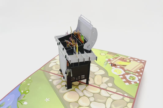 Delightful 3D barbecue pop-up card, perfect for grilling enthusiasts