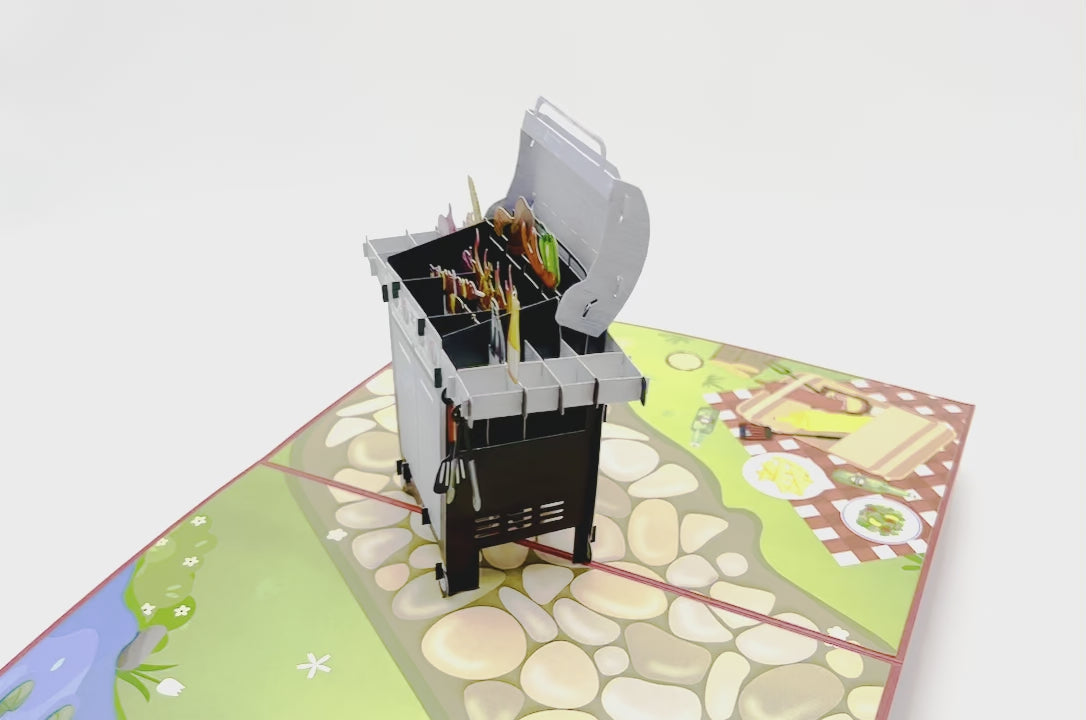 Delightful 3D barbecue pop-up card, perfect for grilling enthusiasts